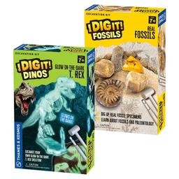 Thames &amp; Kosmos I Dig It! 挖掘套件組合 — 2 件裝：夜光霸王龍及真正化石挖掘套件 | 學習古生物學、考古學、礦物學