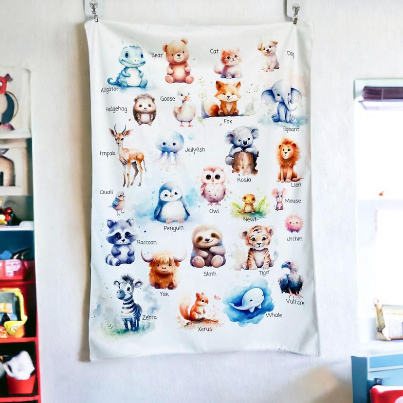 Whimsical_Animal_Alphabet_Velvet_Kids_Tapestry._Nursery_Wall_Decor_children-room-animal-tapestry-1