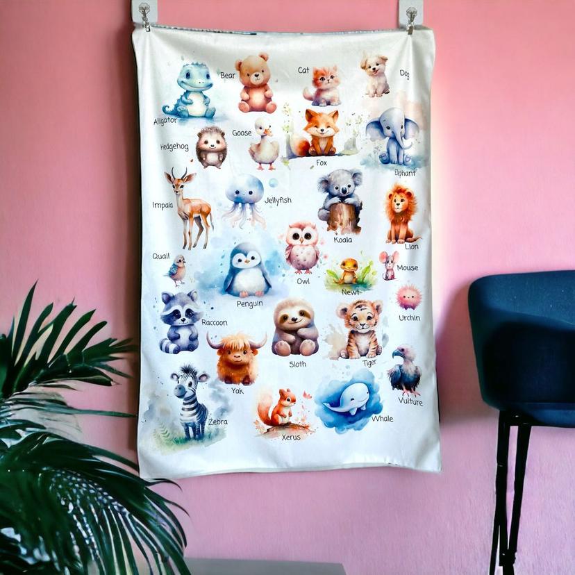 Whimsical_Animal_Alphabet_Velvet_Kids_Tapestry._Nursery_Wall_Decor_children-room-animal-tapestry-4