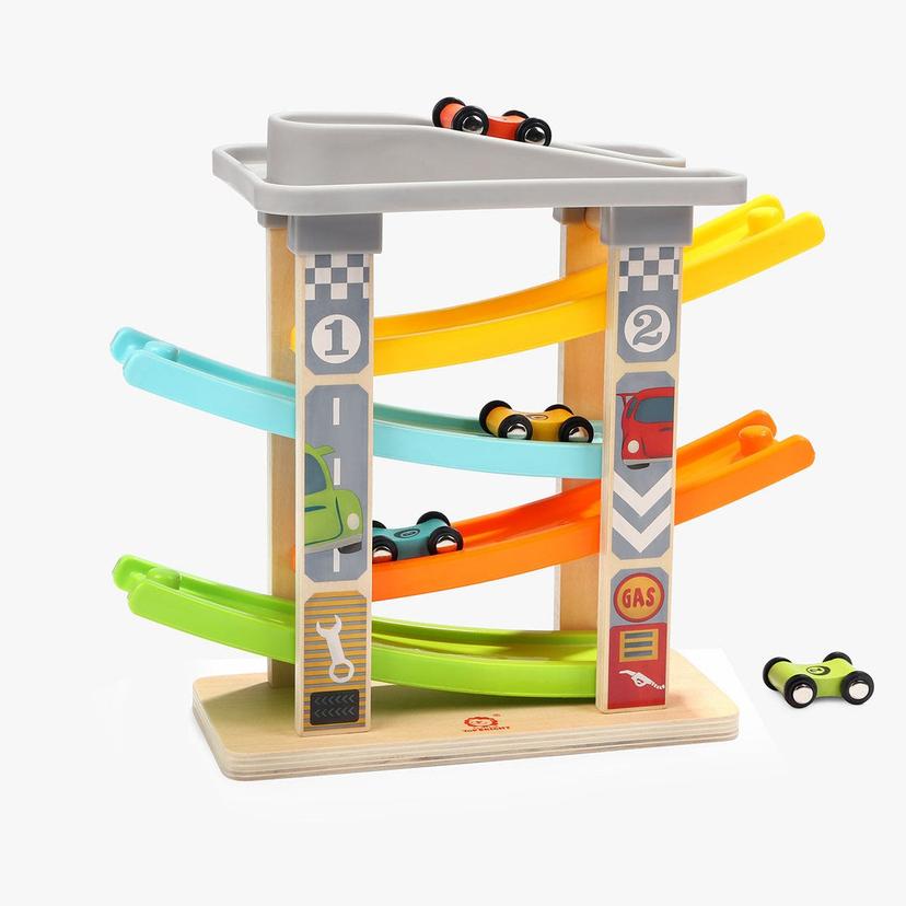 Topbright 木製賽車斜坡道 幼兒軌道車玩具